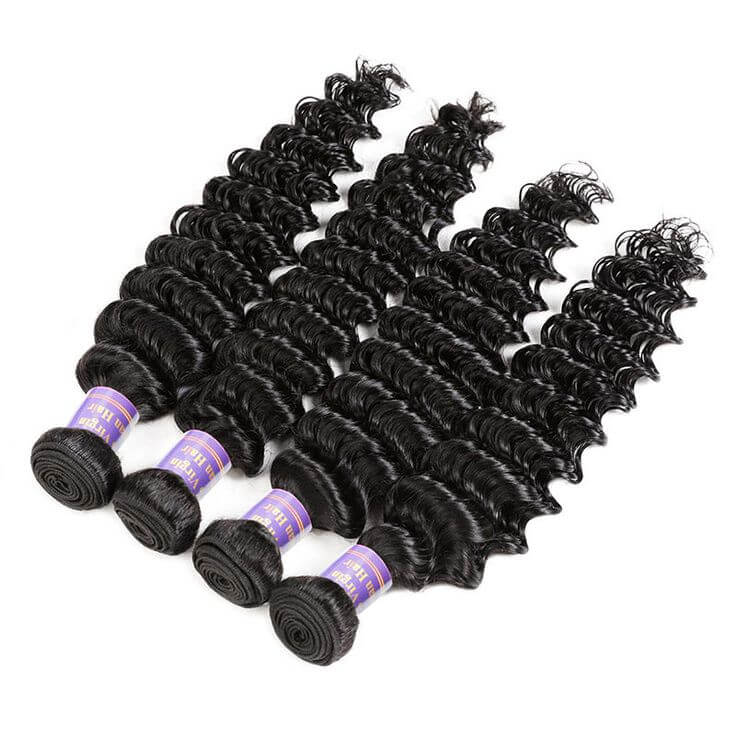 QVR Loose Deep Wave Human Hair Weaves 4 Bundles - Image 4