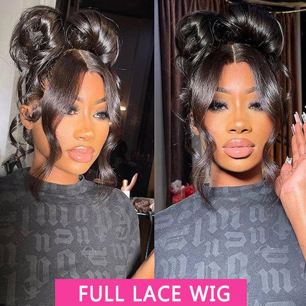 QVR Loose Wave Full Lace Wig Handmade Natural Black Human Hair Knotless Wigs - Image 4