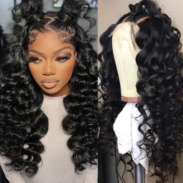 QVR Loose Wave Wedding Hairyle Transparent Wig 13x4 Lace Frontal Virgin Human Hair Wigs - Image 3