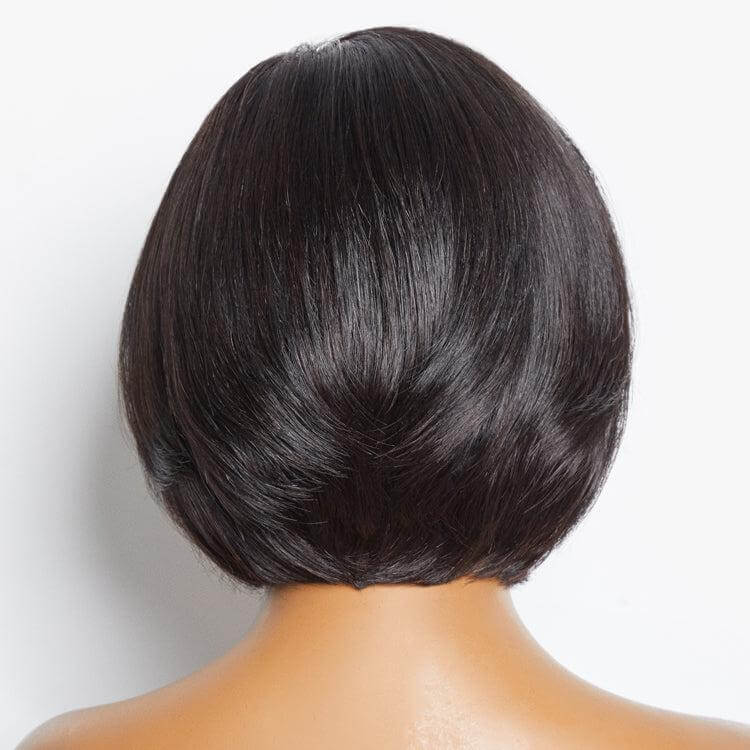 QVR Mature Boss Style Glueless Wide C Lace Bob Wig With Swept Bangs - Image 4