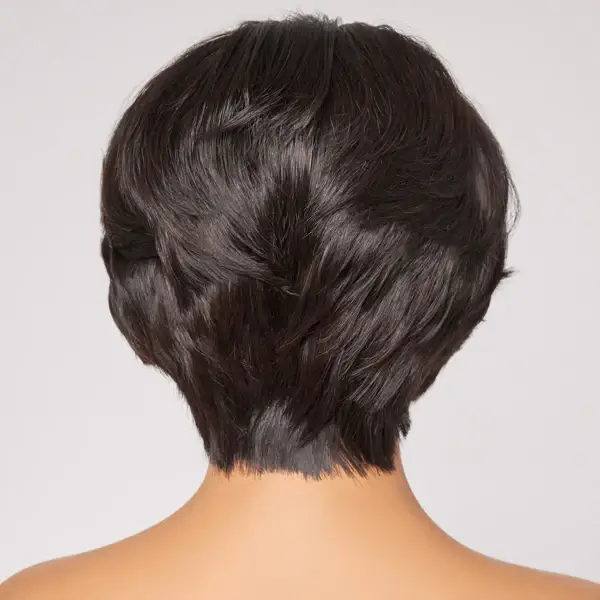 QVR Mature Lady Natural Black Pixie Cut Short Wig 100% Human Hair - Image 4