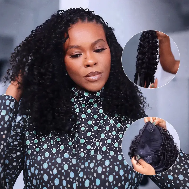 QVR Miracle Knots X Half Wig Hack Seamless Miracle Braids Human Hair Crochet Weave Hair Extension - Image 2