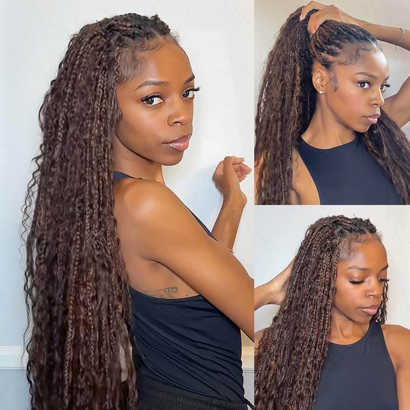 QVR Multi-Color Water Wave Bulk Hair Extensions for Boho Knotless Braiding - Image 4