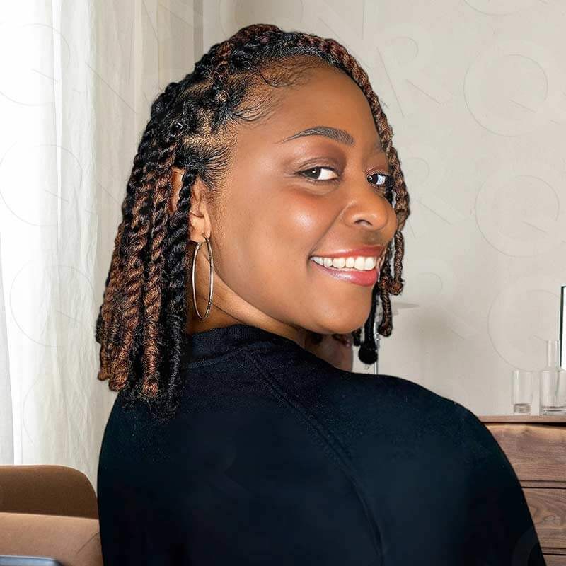 QVR Natural Black+Auburn Brown Two Colors Afro Kinky Bulk Human Hair For Braiding DreadLock - Image 3