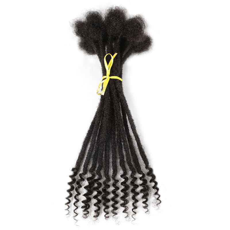 QVR Natural Black Dreadlock Loc Extensions With Curly Ends Human Hair - Image 2