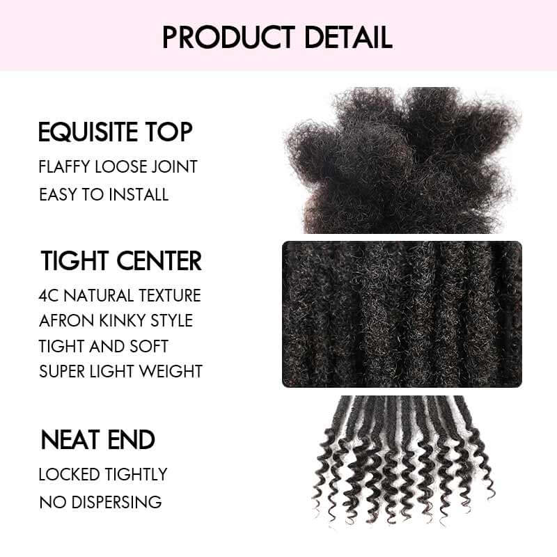 QVR Natural Black Dreadlock Loc Extensions With Curly Ends Human Hair - Image 4