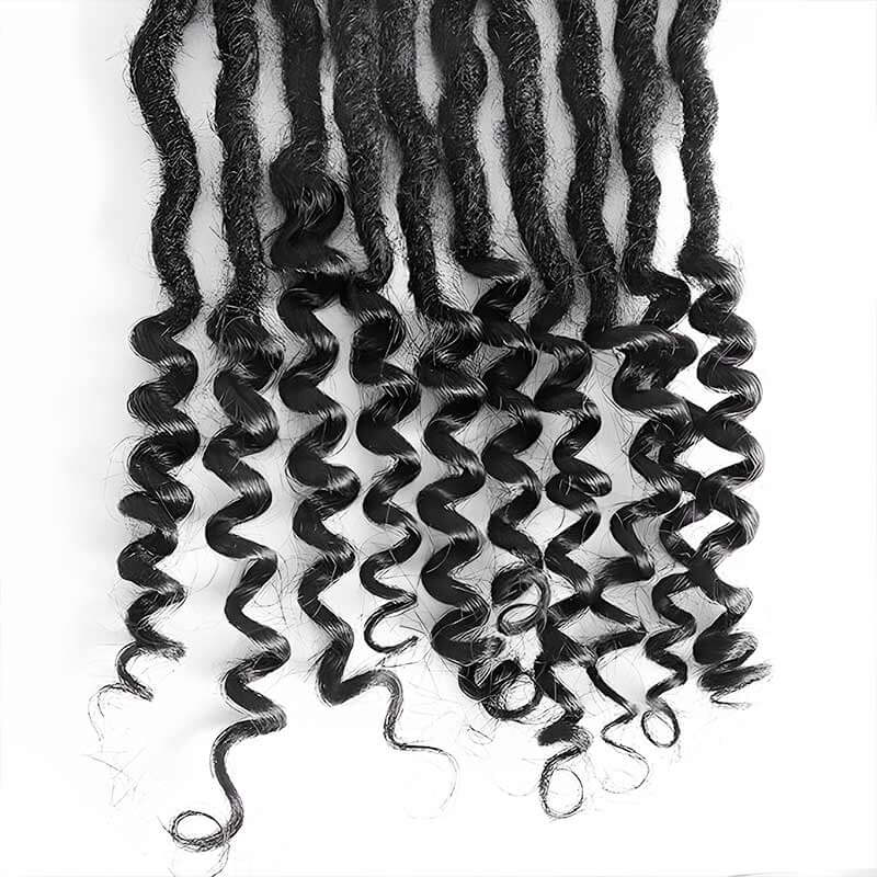 QVR Natural Black Dreadlock Loc Extensions With Curly Ends Human Hair - Image 6