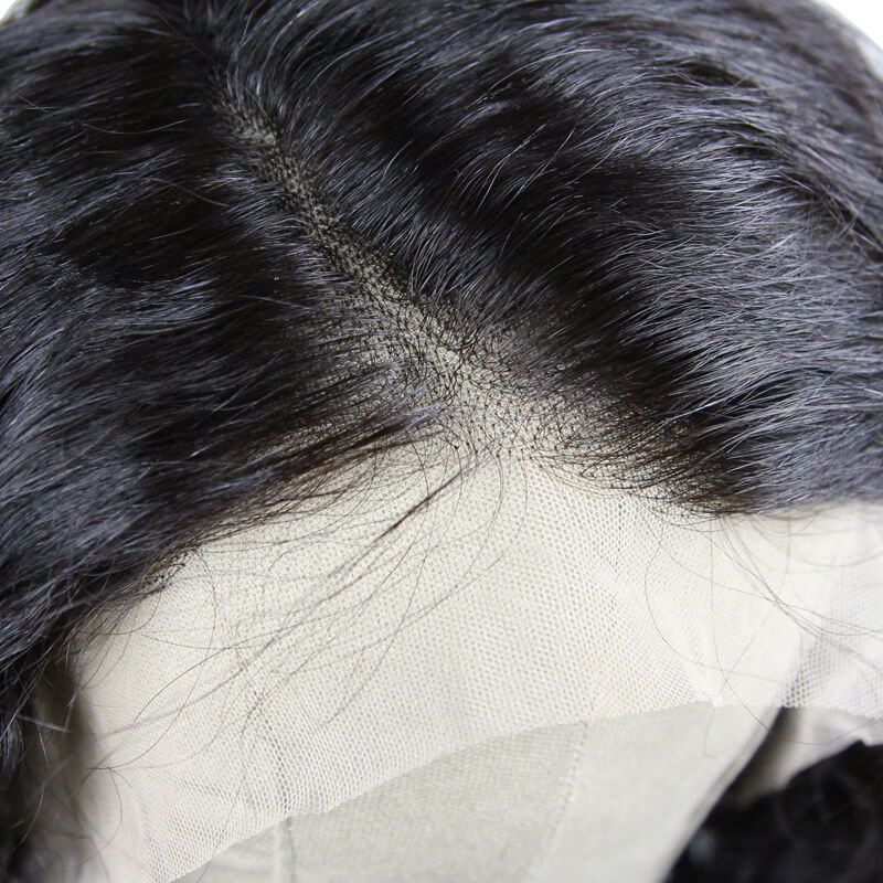 QVR Natural Black Side Part Water Wave Glueless T Part Lace Wigs Short Bob Wig - Image 6