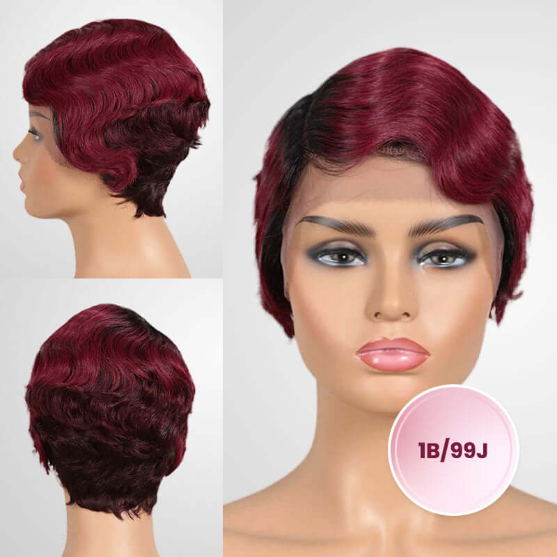 QVR New Ocean Wave Short Pixie Cut 13x4 Lace Frontal Wig - Image 3