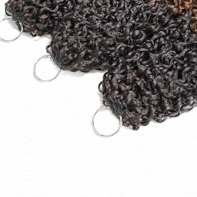 QVR Ombre Brown Feather Crochet Human Hair #T2/30 Burmese Curly Machine Made Crochet Weave Hair Extensions - Image 8