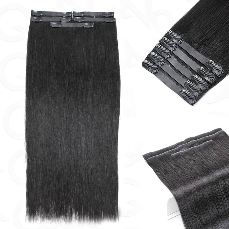 QVR Upgraded Invisible Edge 9PCS PU Clip Ins Extensions 5PCS Volumizer Natural Straight Seamless Clip In Human Hair - Image 5