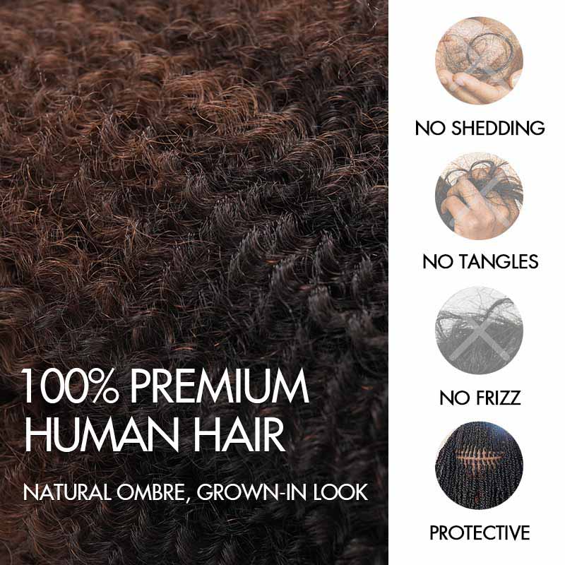 QVR Ombre Brown #T1B/4 Afro kinky Bulk Human Hair for Braiding & Twists - Image 10