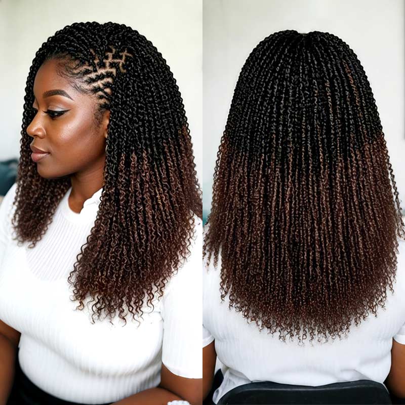 QVR Ombre Brown #T1B/4 Afro kinky Bulk Human Hair for Braiding & Twists - Image 2