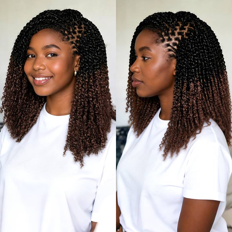 QVR Ombre Brown #T1B/4 Afro kinky Bulk Human Hair for Braiding & Twists - Image 3