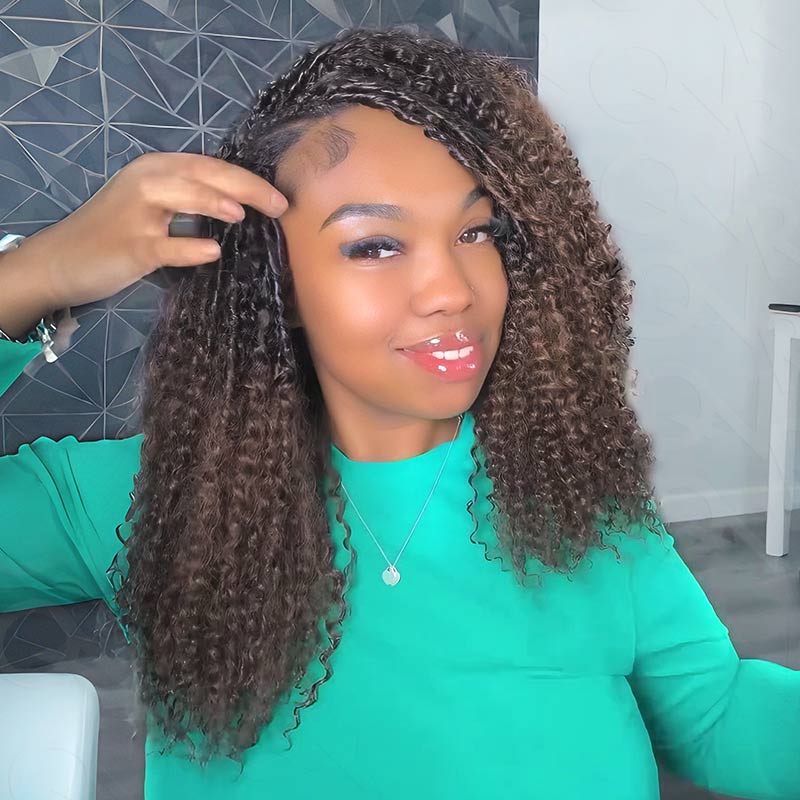 QVR Ombre Brown #T1B/4 Human Crochet Hair Small Kinky Curly Machine Made Feather Crochet Hairstyle - Image 3