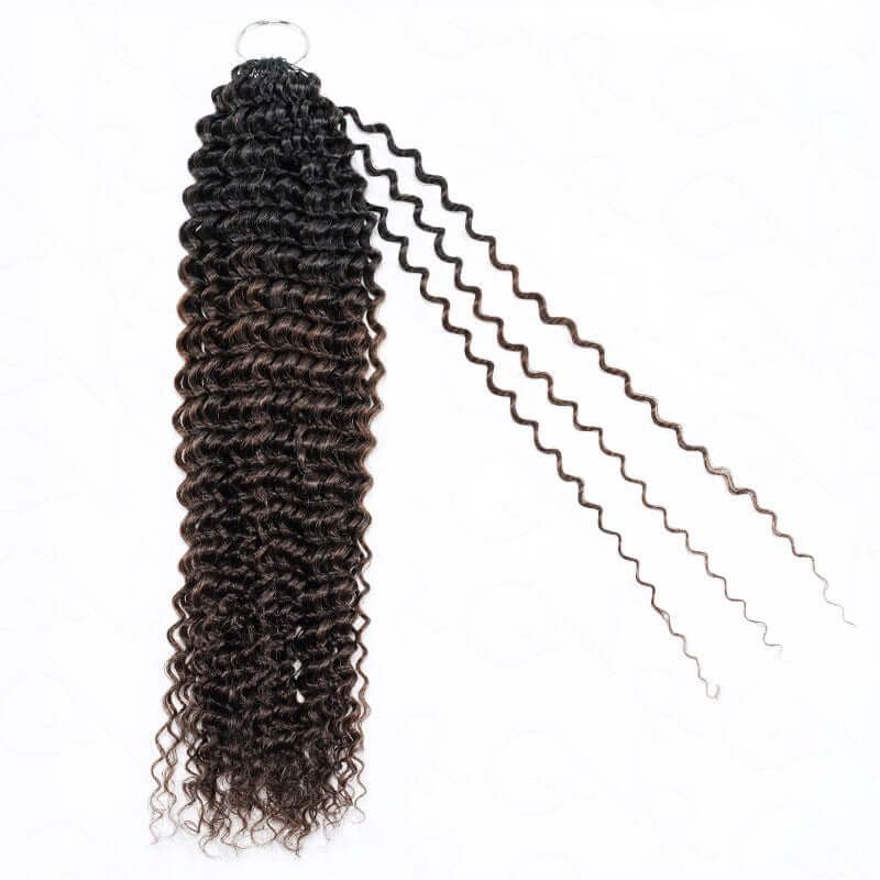 QVR Ombre Brown #T1B/4 Human Crochet Hair Small Kinky Curly Machine Made Feather Crochet Hairstyle - Image 5