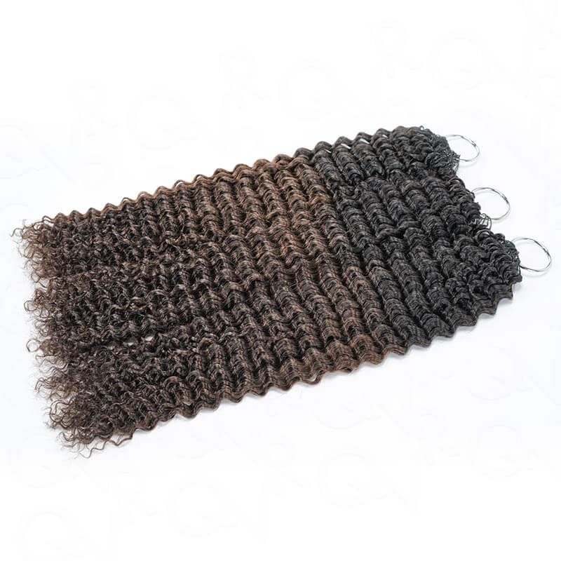 QVR Ombre Brown #T1B/4 Human Crochet Hair Small Kinky Curly Machine Made Feather Crochet Hairstyle - Image 6