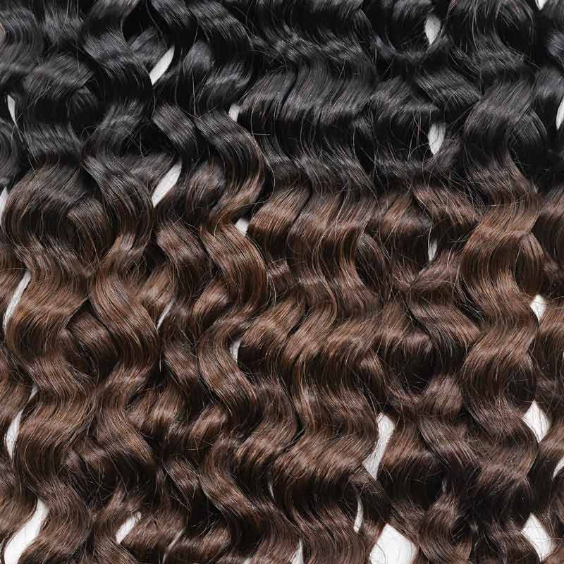 QVR Ombre Brown #T1B/4 Human Crochet Hair Water Wave Machine Made Feather Crochet Hairstyle - Image 11