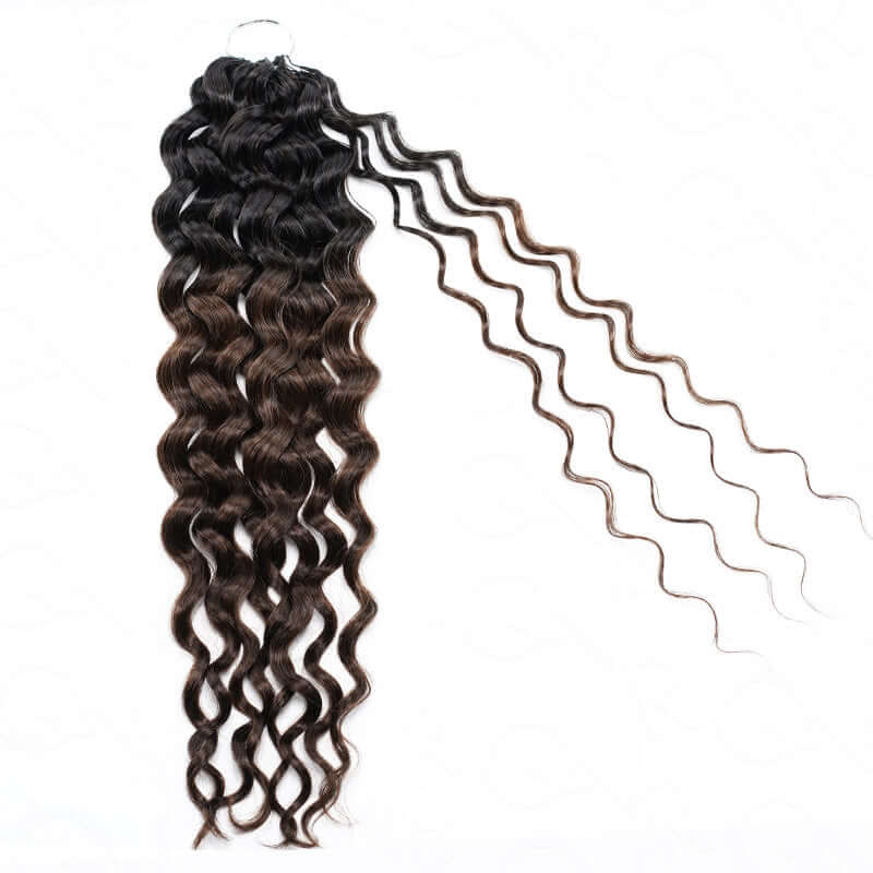 QVR Ombre Brown #T1B/4 Human Crochet Hair Water Wave Machine Made Feather Crochet Hairstyle - Image 5