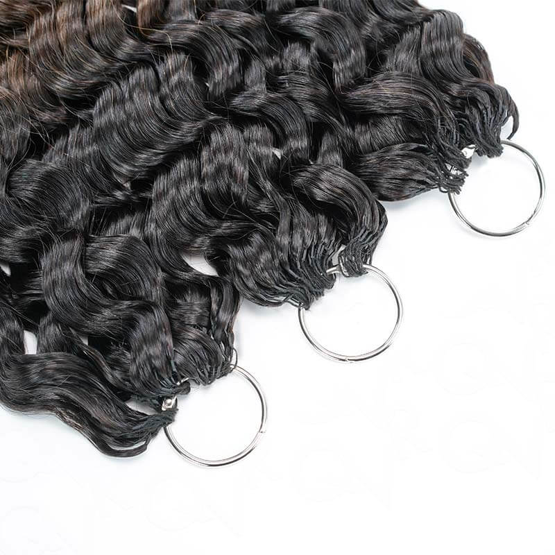 QVR Ombre Brown #T1B/4 Human Crochet Hair Water Wave Machine Made Feather Crochet Hairstyle - Image 9