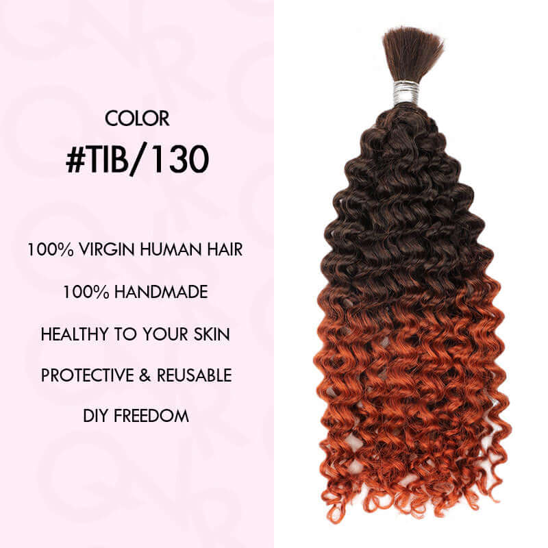 QVR Ombre #T1B/130 Water Wave Bulk Hair Extensions for Boho Knotless Braiding - Image 3