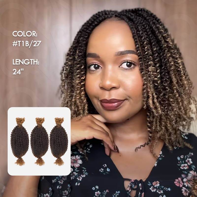 QVR Ombre Spring Twist Hair T1B/27 Color Type 3C 4A Hair Extensions - Image 5