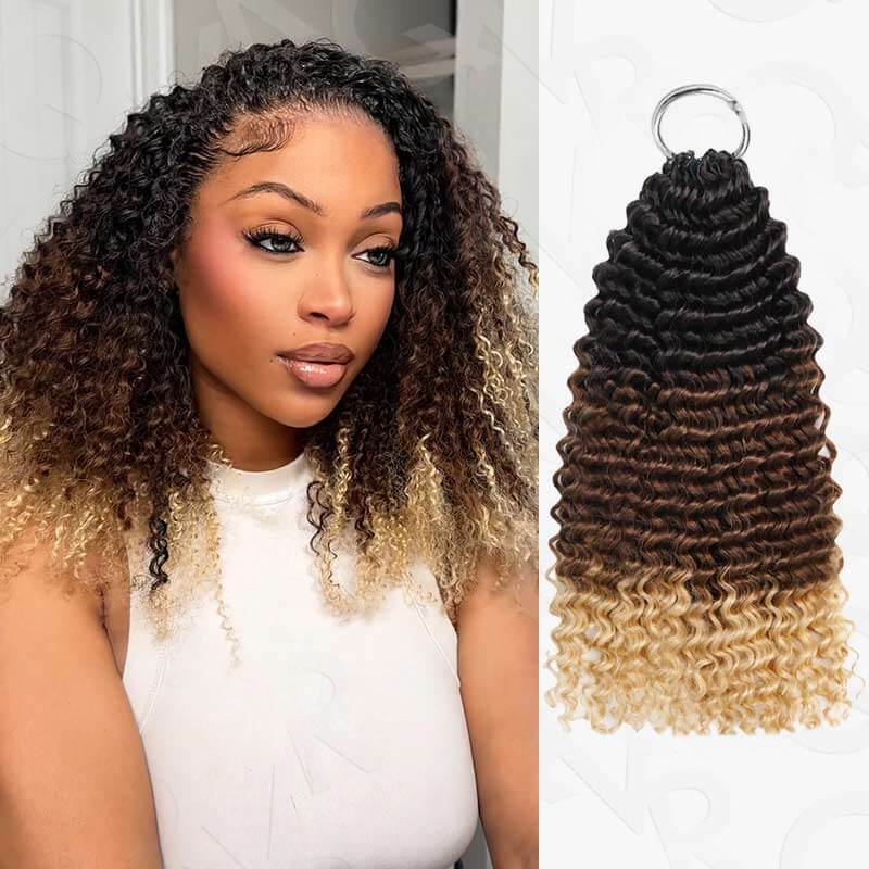 QVR Ombre #T1B/30/350 Small Kinky Curly Machine Made Feather Crochet Human Hair Extensions - Image 15