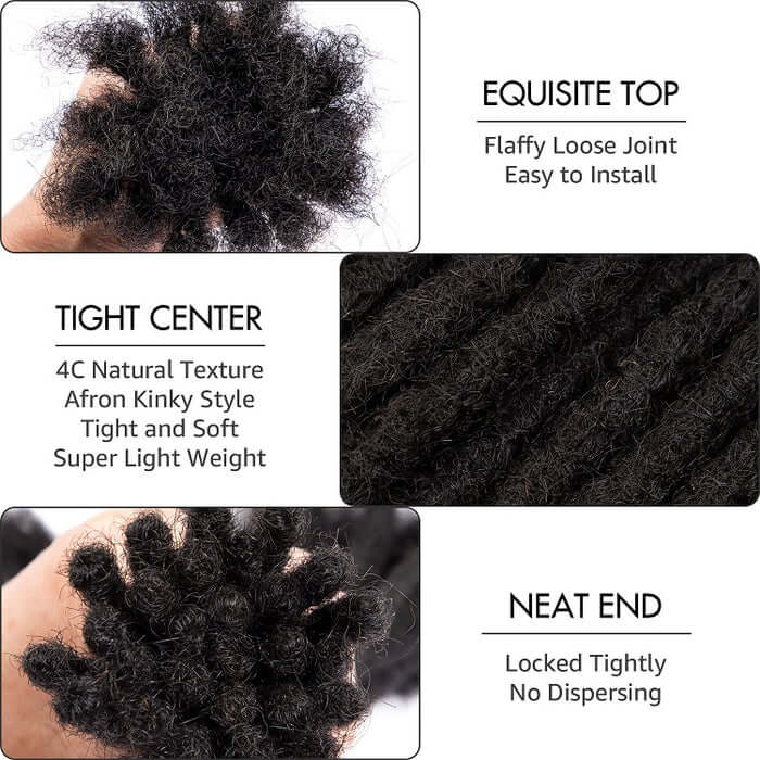 QVR Ombre T1B/Red Dreadlock Loc Extensions Virgin Human Hair Dreadlocks Braid - Image 8
