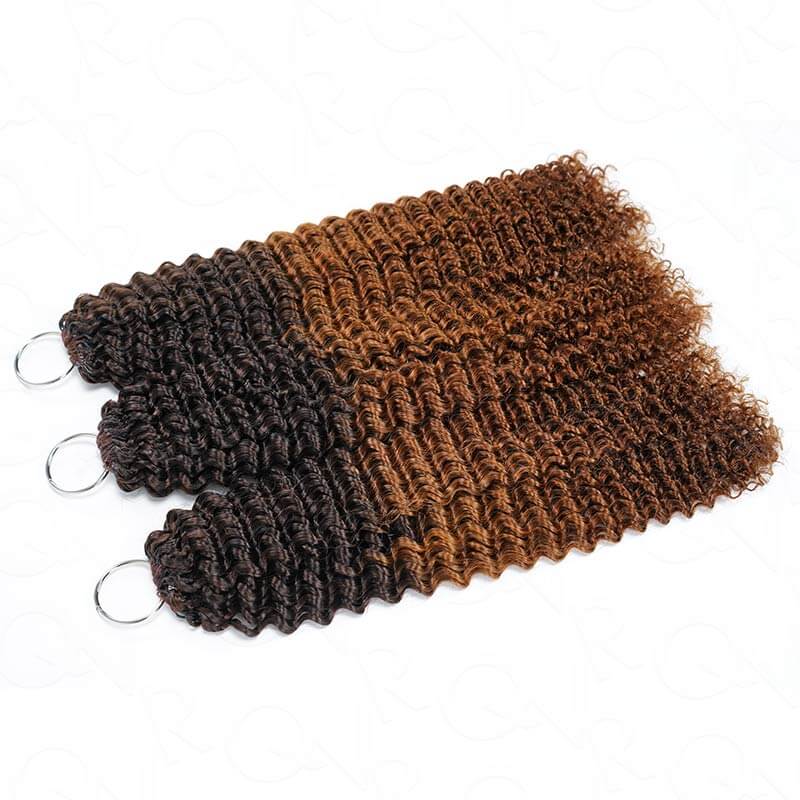 QVR Ombre #T4/30 Human Crochet Hair Small Kinky Curly Machine Made Feather Crochet Hairstyle - Image 9