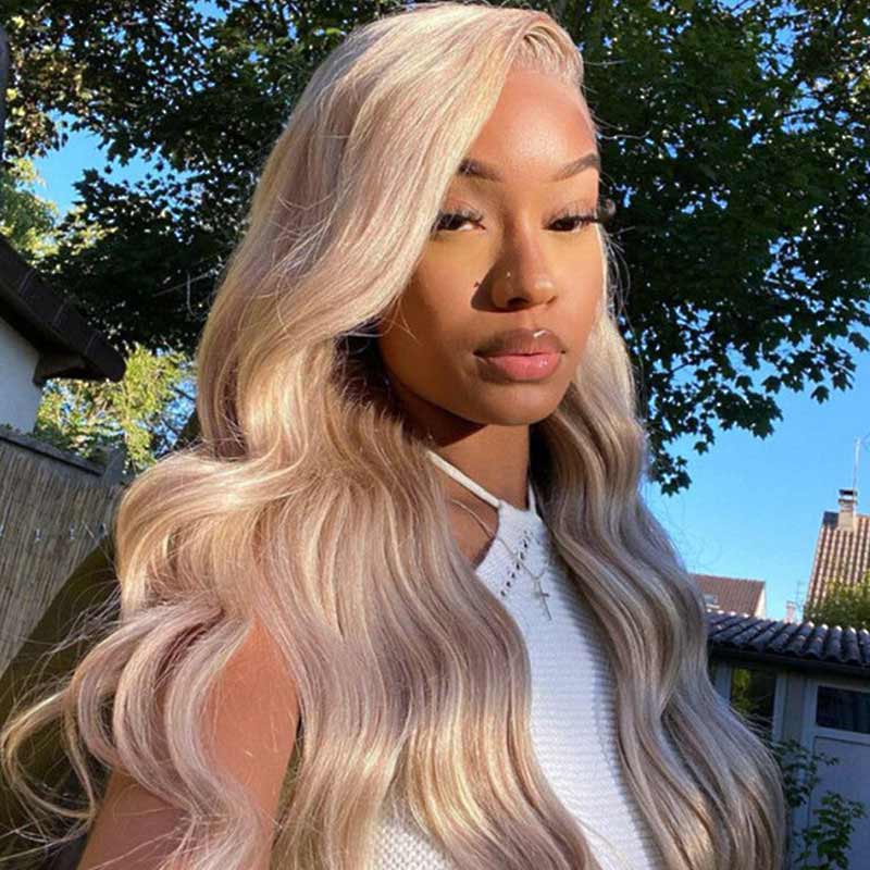 QVR #P10/613 Straight & Body Wave 13x4 Lace Front Wigs Blonde Wig With Brown Highlights Wigs 210% Density - Image 3