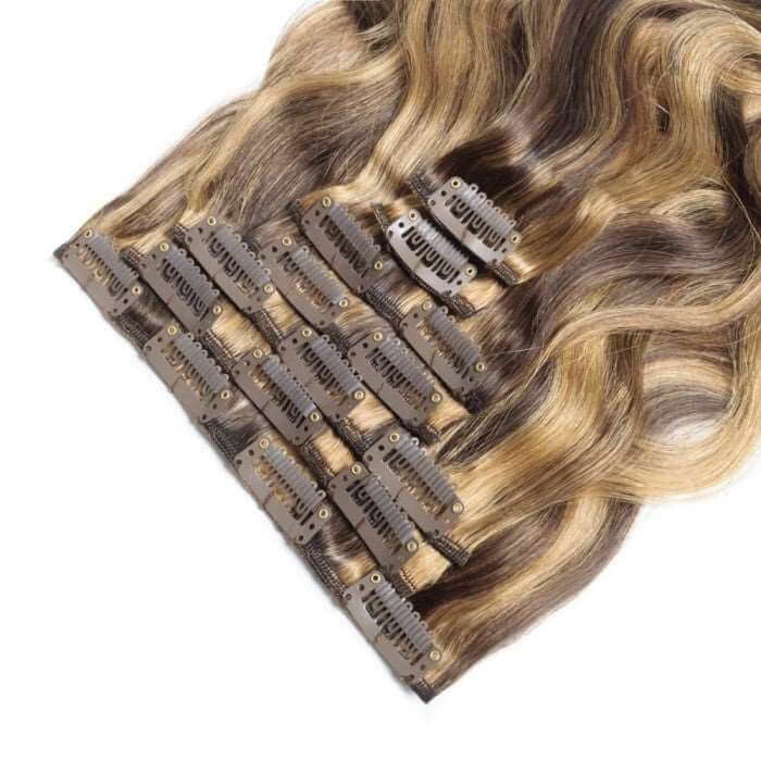 QVR #P4/27 Blonde Highlights Straight/Body Wave 7Pcs Clip in Hair Extensions - Image 6