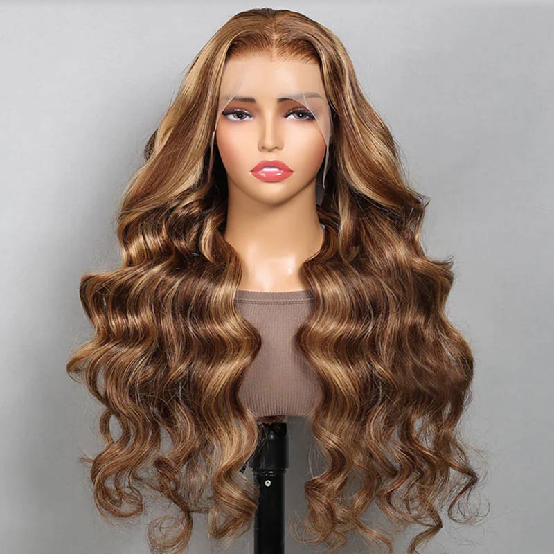 QVR P4/27 Body Wave 13x4 Lace Frontal Wig Honey Blonde Highlights Human Hair Wigs - Image 5
