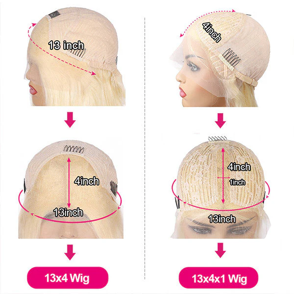 QVR Pink Color 13x4 Transparent Lace Front Wig Bone Straight Pre-plucked Human Hair Wigs - Image 9