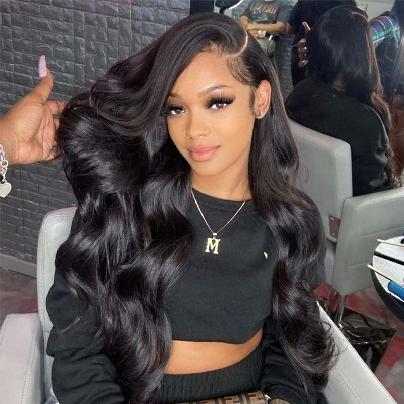 QVR Pre-cut 13x4 Lace Frontal Wigs Wear and Go Wig For Beginners Body Wave With Pre-plucked Hairline - Image 4