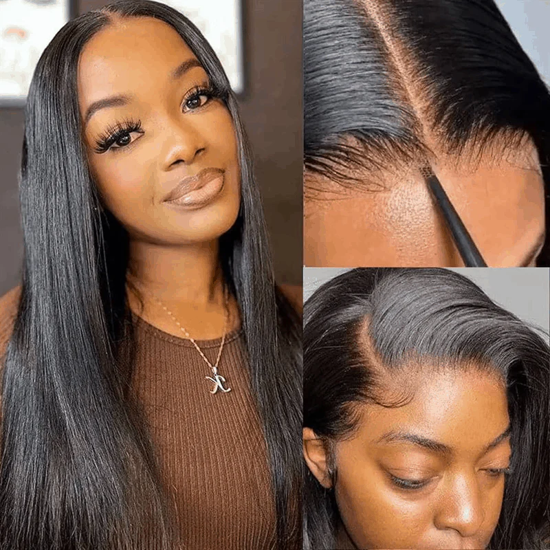 QVR Glueless Pre Cut 4x6 Lace Closure Straight Wig Human Hair HD Lace Wear & Go Wigs - Image 4