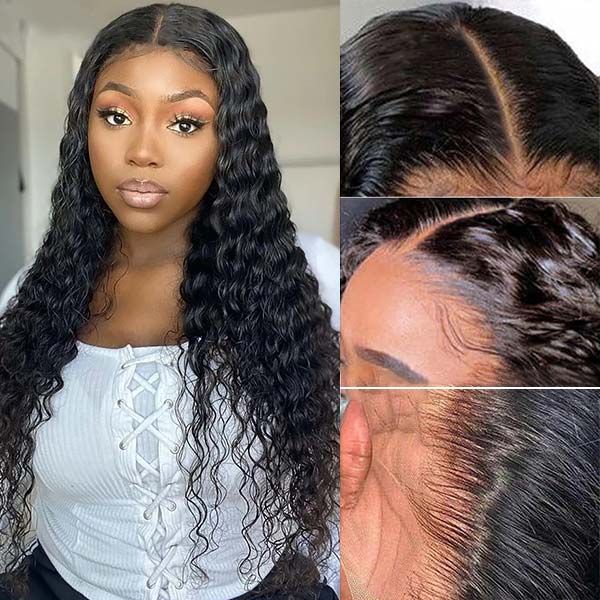 QVR Pre-cut Gluless 4x6 HD Lace Closure Wig Human Hair Wigs Water Wave Wear&Go Wig - Image 4