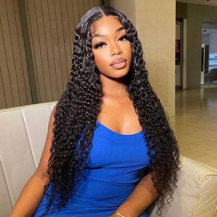 QVR Pre Plucked Long Curly Lace Front Wig High Quality Long Human Hair Wigs