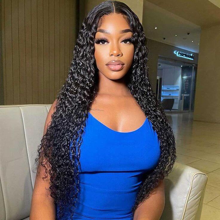 QVR Pre Plucked Long Curly Lace Front Wig High Quality Long Human Hair Wigs - Image 3