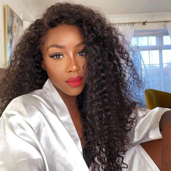 QVR Pre Plucked Long Curly Lace Front Wig High Quality Long Human Hair Wigs - Image 5