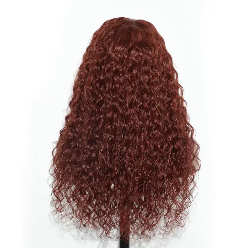 QVR Pre-plucked Reddish Brown 13x4 Lace Frontal Water Wave Wigs Human Hair Wigs - Image 6