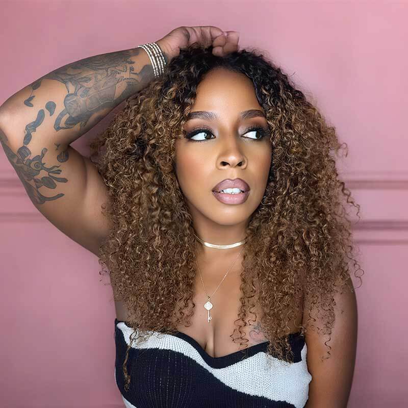 QVR Premium Chinese Hair Small Kinky Curly Virgin Human Crochet Hair Ombre #T1B/30 Machine Made Feather Crochet Hairstyles - Image 5