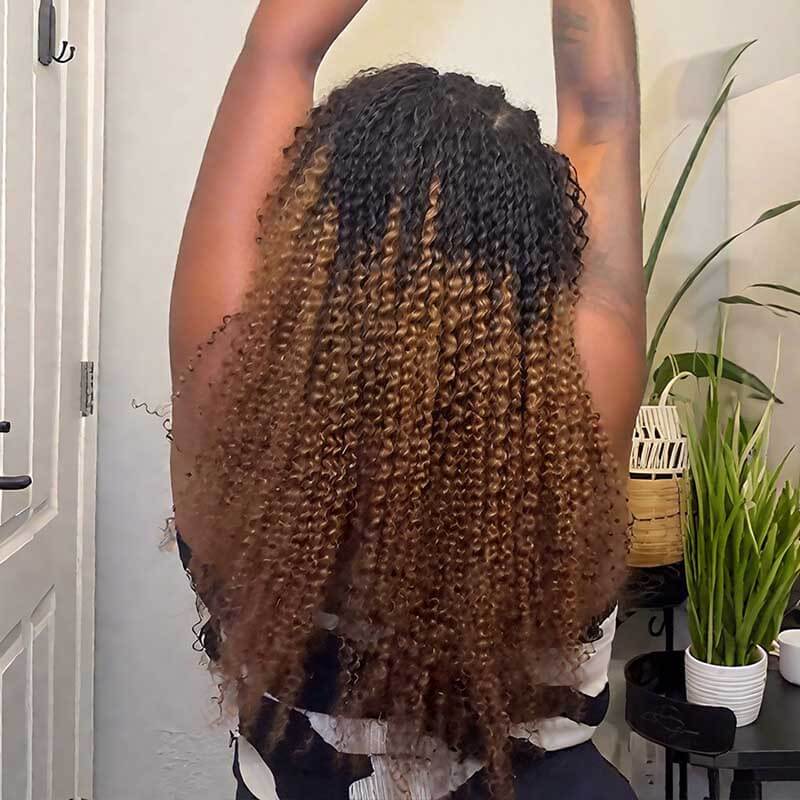 QVR Premium Chinese Hair Small Kinky Curly Virgin Human Crochet Hair Ombre #T1B/30 Machine Made Feather Crochet Hairstyles - Image 6