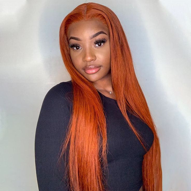 QVR Promotion Ginger Orange Straight T Lace Part Wigs With Pre Plucked Hairline - Image 4