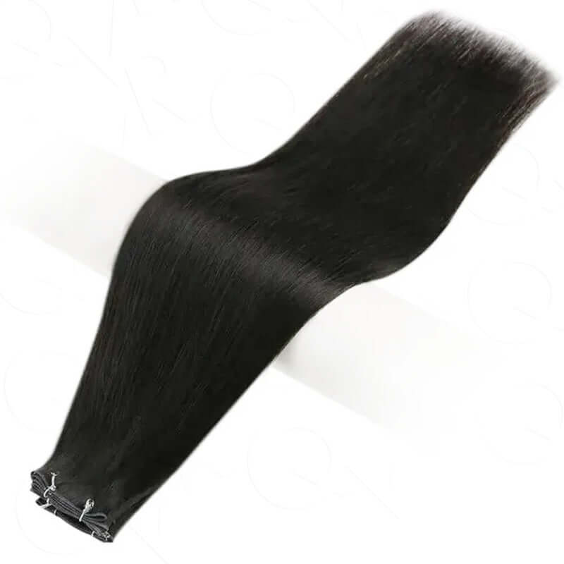 QVR Quick Weave Human Hair Bundles Natural Black Straight Invisible Genius Weft Sew In Hair Extensions - Image 4