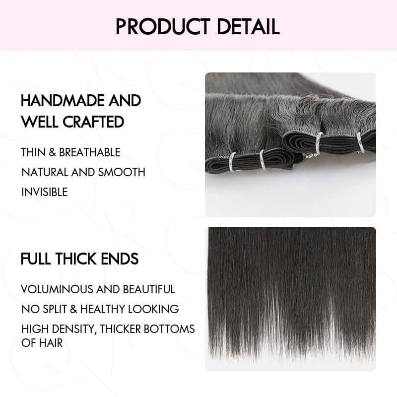 QVR Quick Weave Human Hair Bundles Natural Black Straight Invisible Genius Weft Sew In Hair Extensions - Image 6