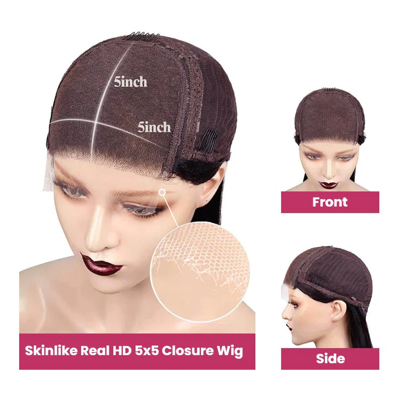 QVR Real Glueless 5x5 HD Transparent Lace Body Wave Wigs #33 Red Reddish Brown Auburn Color - Image 9