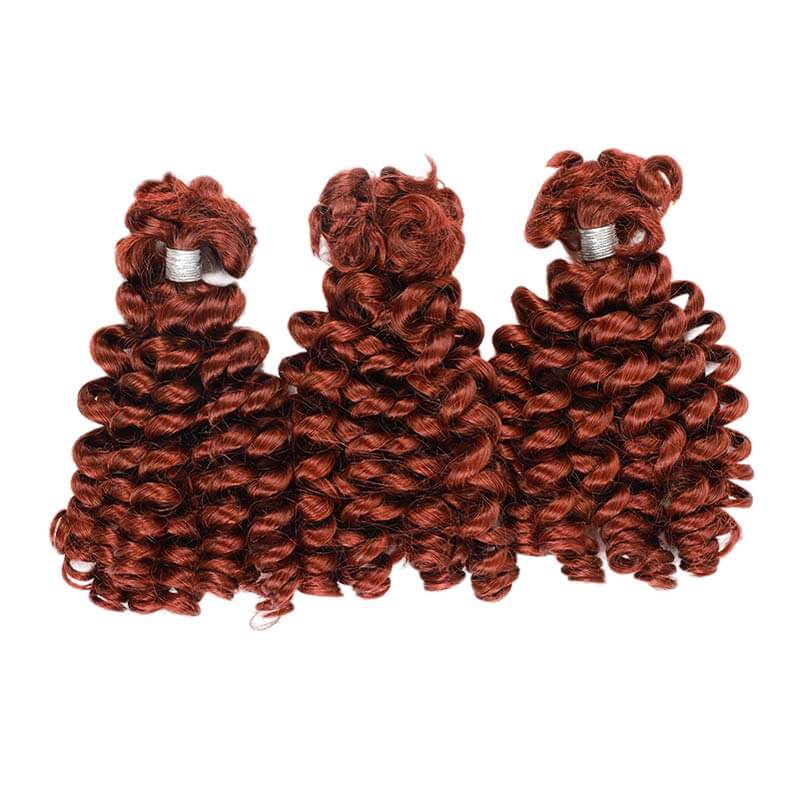 QVR Reddish Brown Bouncy Curl Bulk Hair Extensions For Crochet Braids Human Hair - Image 4
