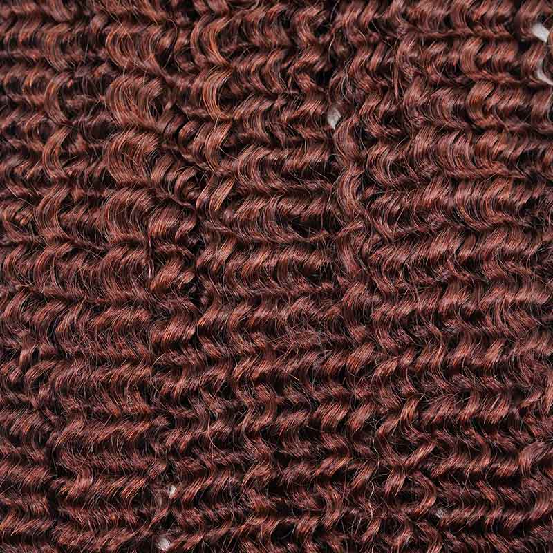 QVR Reddish Brown Human Crochet Hair Small Kinky Curly Machine Made #33B Feather Crochet Hairstyle - Image 13