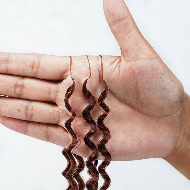QVR Reddish Brown Human Crochet Hair Small Kinky Curly Machine Made #33B Feather Crochet Hairstyle - Image 8
