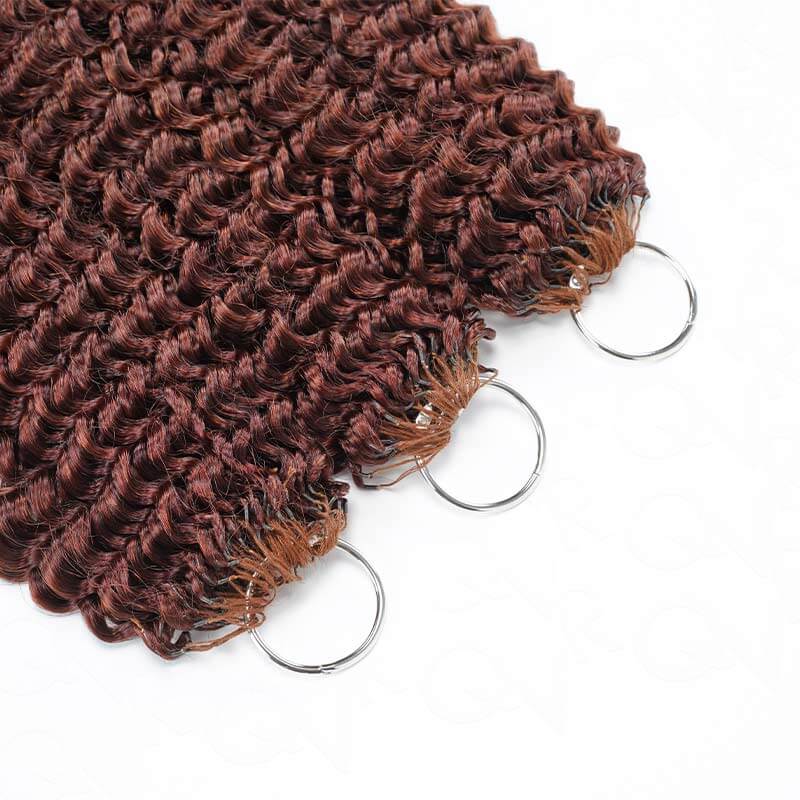 QVR Reddish Brown Human Crochet Hair Small Kinky Curly Machine Made #33B Feather Crochet Hairstyle - Image 9